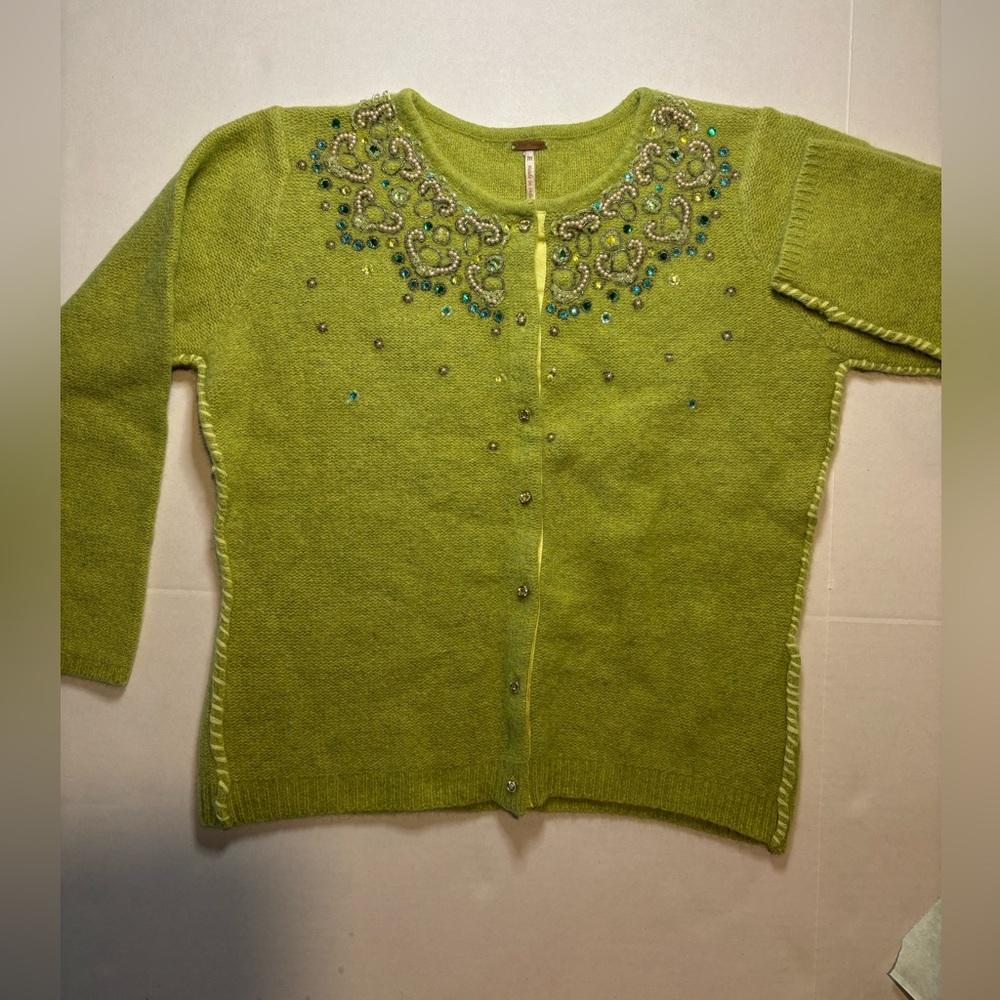 Free People Embellished Wool & Angora Cardigan
